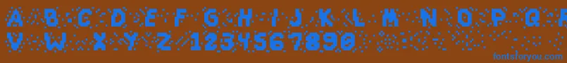 Slapandcrumblyal-Schriftart – Blaue Schriften auf braunem Hintergrund
