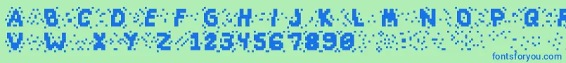 Шрифт Slapandcrumblyal – синие шрифты на зелёном фоне