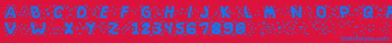 Fonte Slapandcrumblyal – fontes azuis em um fundo vermelho