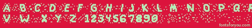 フォントSlapandcrumblyal – 赤い背景に緑の文字
