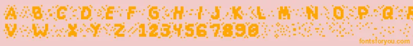 フォントSlapandcrumblyal – オレンジの文字がピンクの背景にあります。