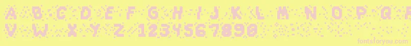 Slapandcrumblyal-fontti – vaaleanpunaiset fontit keltaisella taustalla