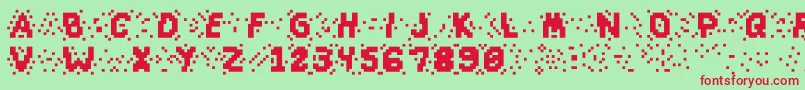 フォントSlapandcrumblyal – 赤い文字の緑の背景