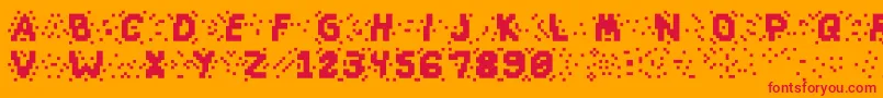 Slapandcrumblyal-Schriftart – Rote Schriften auf orangefarbenem Hintergrund