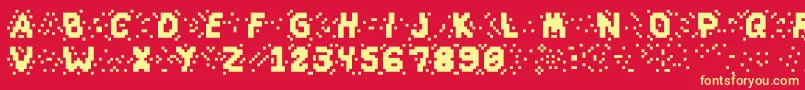 Slapandcrumblyal-fontti – keltaiset fontit punaisella taustalla