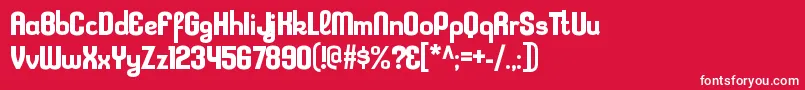 KleptocracyrgBold-Schriftart – Weiße Schriften auf rotem Hintergrund