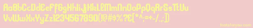 KleptocracyrgBold-Schriftart – Gelbe Schriften auf rosa Hintergrund