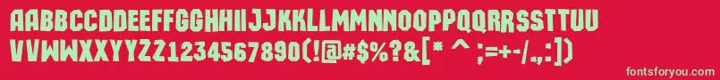 フォントAMachinaortoslsBold – 赤い背景に緑の文字