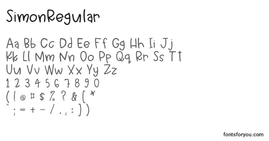 Fuente SimonRegular - alfabeto, números, caracteres especiales