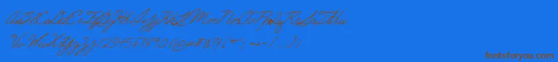 Erics-Schriftart – Braune Schriften auf blauem Hintergrund