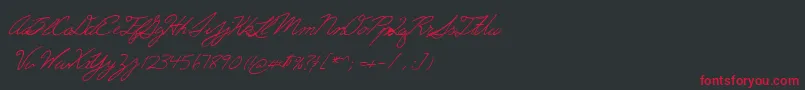 フォントErics – 黒い背景に赤い文字