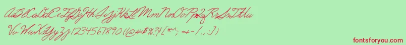 フォントErics – 赤い文字の緑の背景