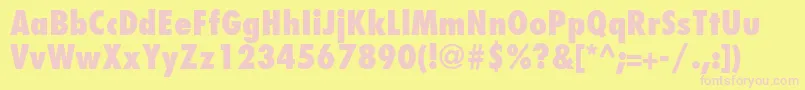 FuturaLtCondensedExtraBold-fontti – vaaleanpunaiset fontit keltaisella taustalla