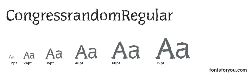 Размеры шрифта CongressrandomRegular