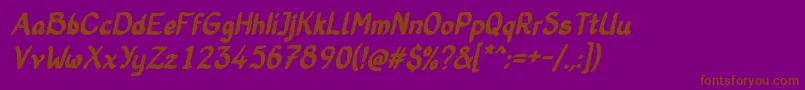 OldStoryBoldItalic-fontti – ruskeat fontit violetilla taustalla