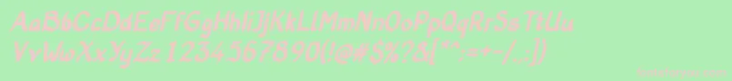 OldStoryBoldItalic-fontti – vaaleanpunaiset fontit vihreällä taustalla