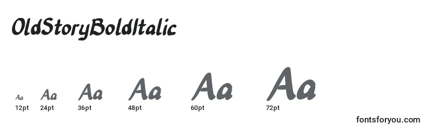 Größen der Schriftart OldStoryBoldItalic (77445)