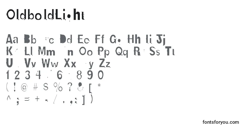 Czcionka OldboldLight – alfabet, cyfry, specjalne znaki