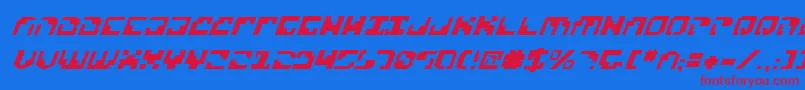 XenophobiaItalic-Schriftart – Rote Schriften auf blauem Hintergrund