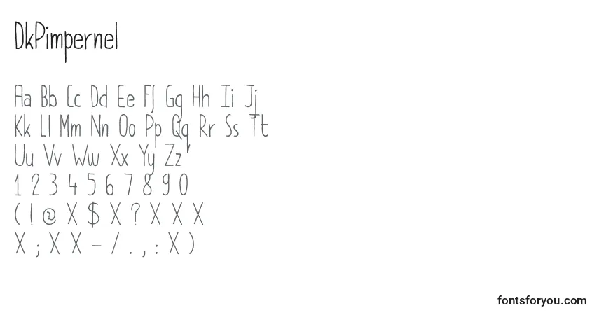 A fonte DkPimpernel – alfabeto, números, caracteres especiais