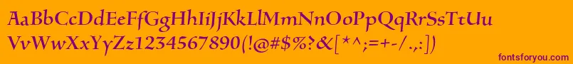 SilentiumproRomani Font – Purple Fonts on Orange Background