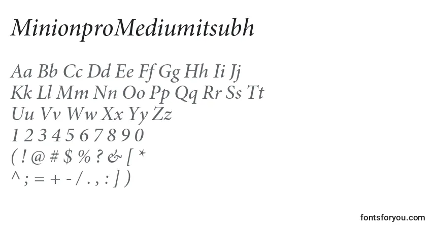 A fonte MinionproMediumitsubh – alfabeto, números, caracteres especiais