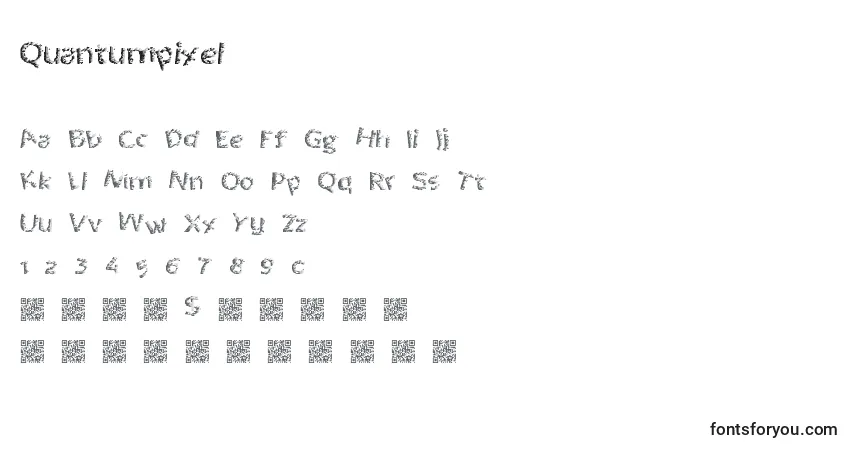 Schriftart Quantumpixel – Alphabet, Zahlen, spezielle Symbole