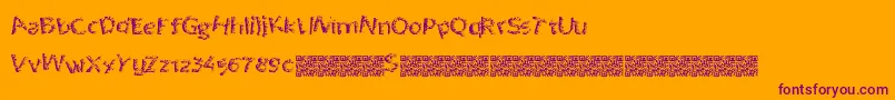 Quantumpixel-Schriftart – Violette Schriften auf orangefarbenem Hintergrund