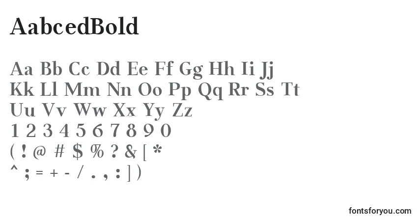 Schriftart AabcedBold – Alphabet, Zahlen, spezielle Symbole