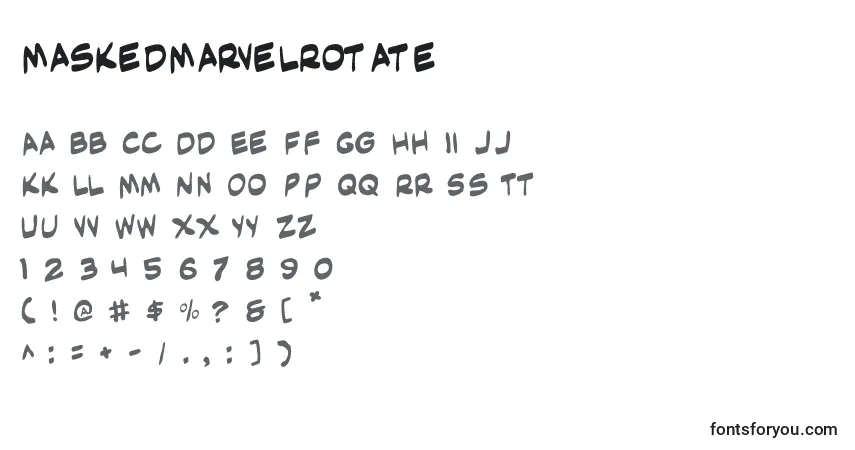 Czcionka MaskedMarvelRotate – alfabet, cyfry, specjalne znaki