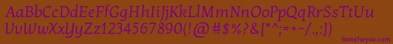 KottaoneRegular Font – Purple Fonts on Brown Background