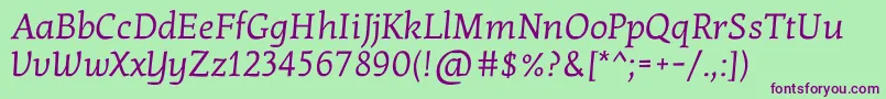 KottaoneRegular Font – Purple Fonts on Green Background