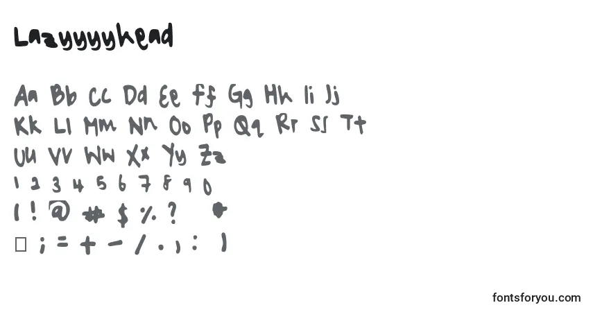 Czcionka Lazyyyyhead – alfabet, cyfry, specjalne znaki