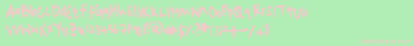 Lazyyyyhead-Schriftart – Rosa Schriften auf grünem Hintergrund
