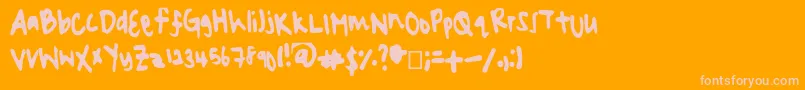Lazyyyyhead-Schriftart – Rosa Schriften auf orangefarbenem Hintergrund