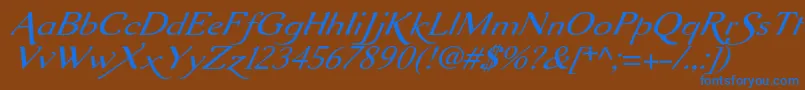 Aurelisadfscriptno2stdExtit Font – Blue Fonts on Brown Background