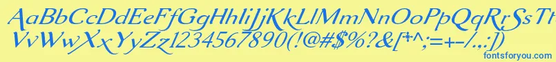 Aurelisadfscriptno2stdExtit Font – Blue Fonts on Yellow Background