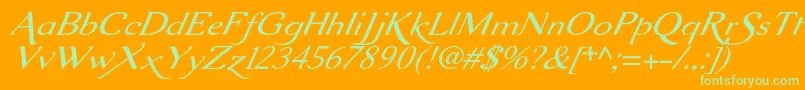 Шрифт Aurelisadfscriptno2stdExtit – зелёные шрифты на оранжевом фоне