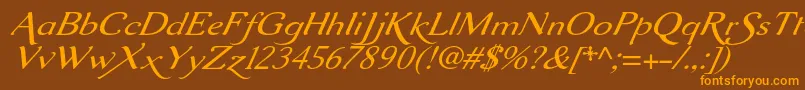 Aurelisadfscriptno2stdExtit Font – Orange Fonts on Brown Background