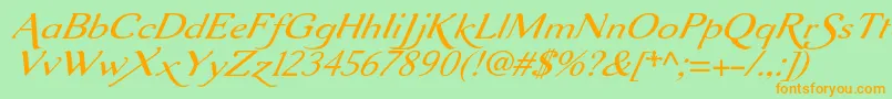 Aurelisadfscriptno2stdExtit Font – Orange Fonts on Green Background