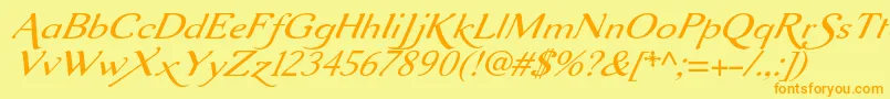 Aurelisadfscriptno2stdExtit Font – Orange Fonts on Yellow Background
