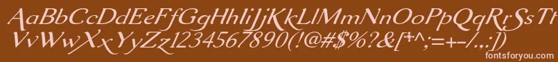 Aurelisadfscriptno2stdExtit-Schriftart – Rosa Schriften auf braunem Hintergrund