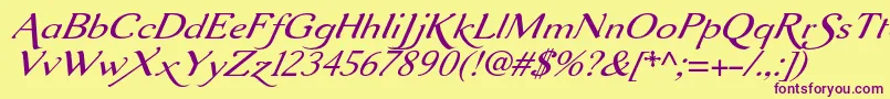 Aurelisadfscriptno2stdExtit Font – Purple Fonts on Yellow Background