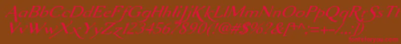 Aurelisadfscriptno2stdExtit Font – Red Fonts on Brown Background