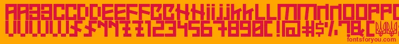 UkraineFont-Schriftart – Rote Schriften auf orangefarbenem Hintergrund