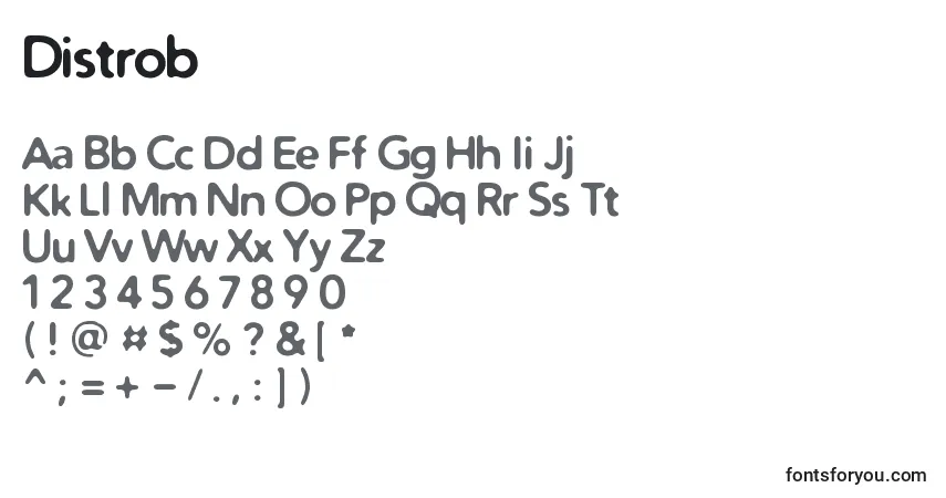 Schriftart Distrob – Alphabet, Zahlen, spezielle Symbole