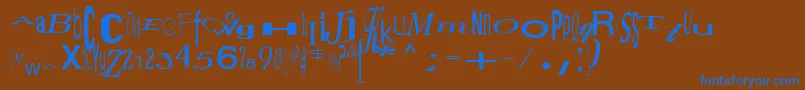 JumbalayaRegular-Schriftart – Blaue Schriften auf braunem Hintergrund