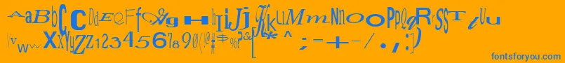 JumbalayaRegular-Schriftart – Blaue Schriften auf orangefarbenem Hintergrund