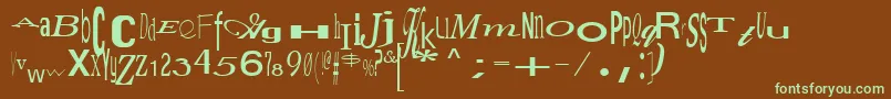 JumbalayaRegular-fontti – vihreät fontit ruskealla taustalla