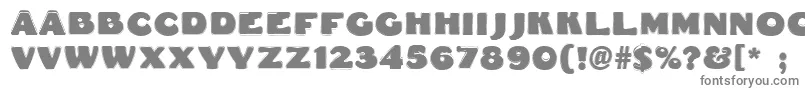 Fatfreddiecontour-fontti – harmaat kirjasimet valkoisella taustalla